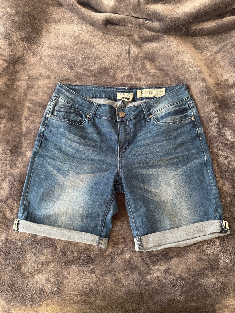 Indigo Rein Blue Rolled Cuff Denim Bermuda Shorts - Size 13